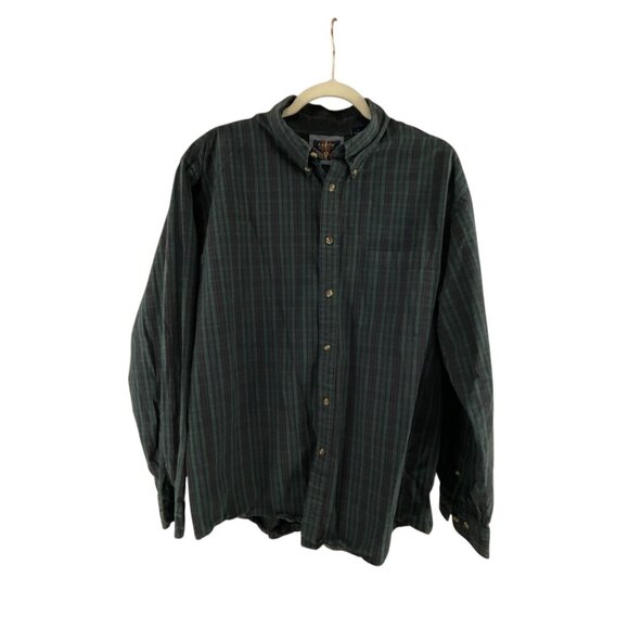 Arrow Mens Button-Down Long Sleeve Plaid Shirt L Gray 100% Cotton Preppy Dressy - Picture 9 of 10